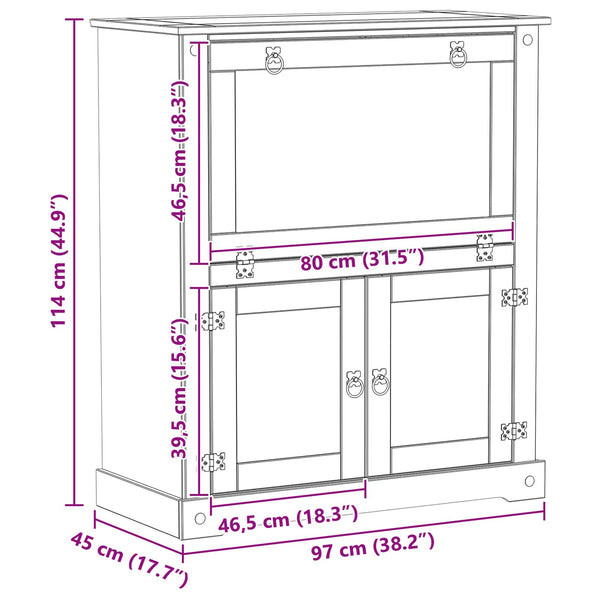 Weißer Weinschrank aus Kiefernholz, 97x45x114 cm