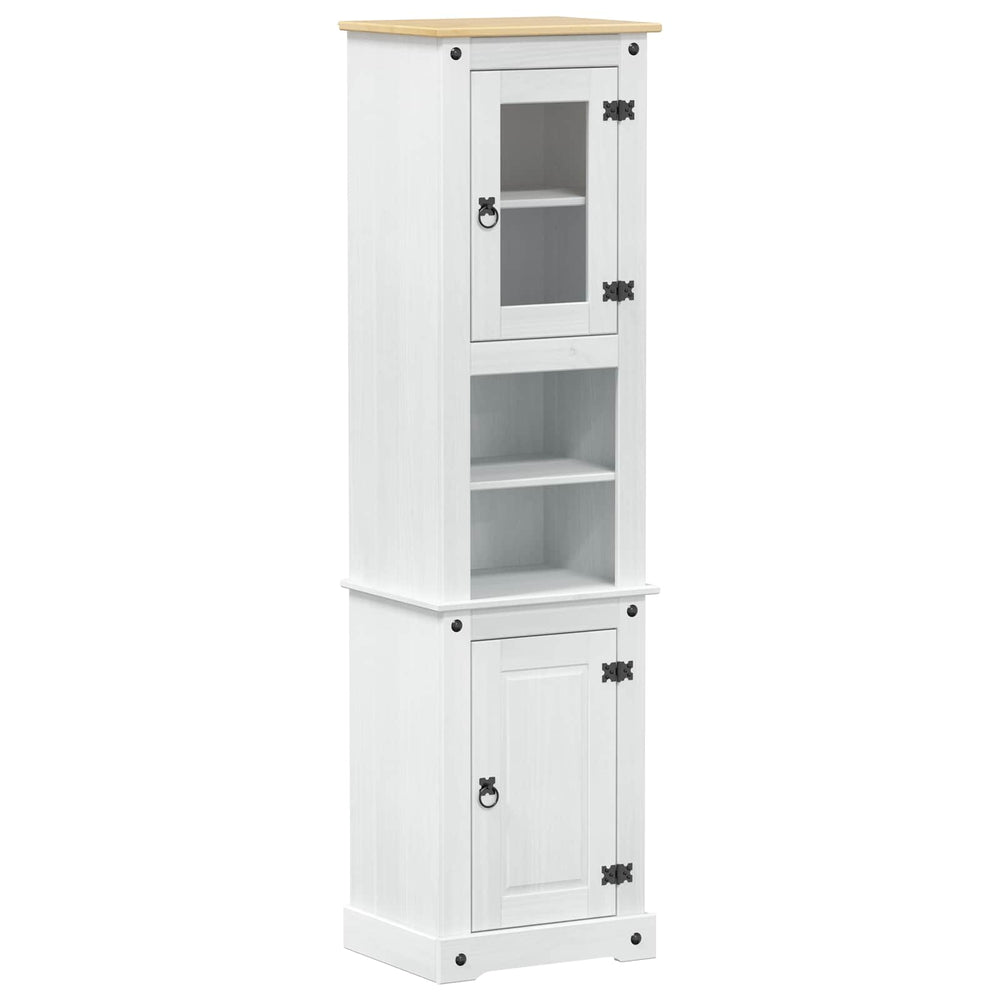 Weißer Badezimmerschrank Kiefer Massivholz 50x40x185cm
