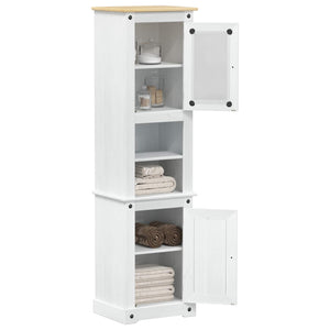 Weißer Badezimmerschrank Kiefer Massivholz 50x40x185cm