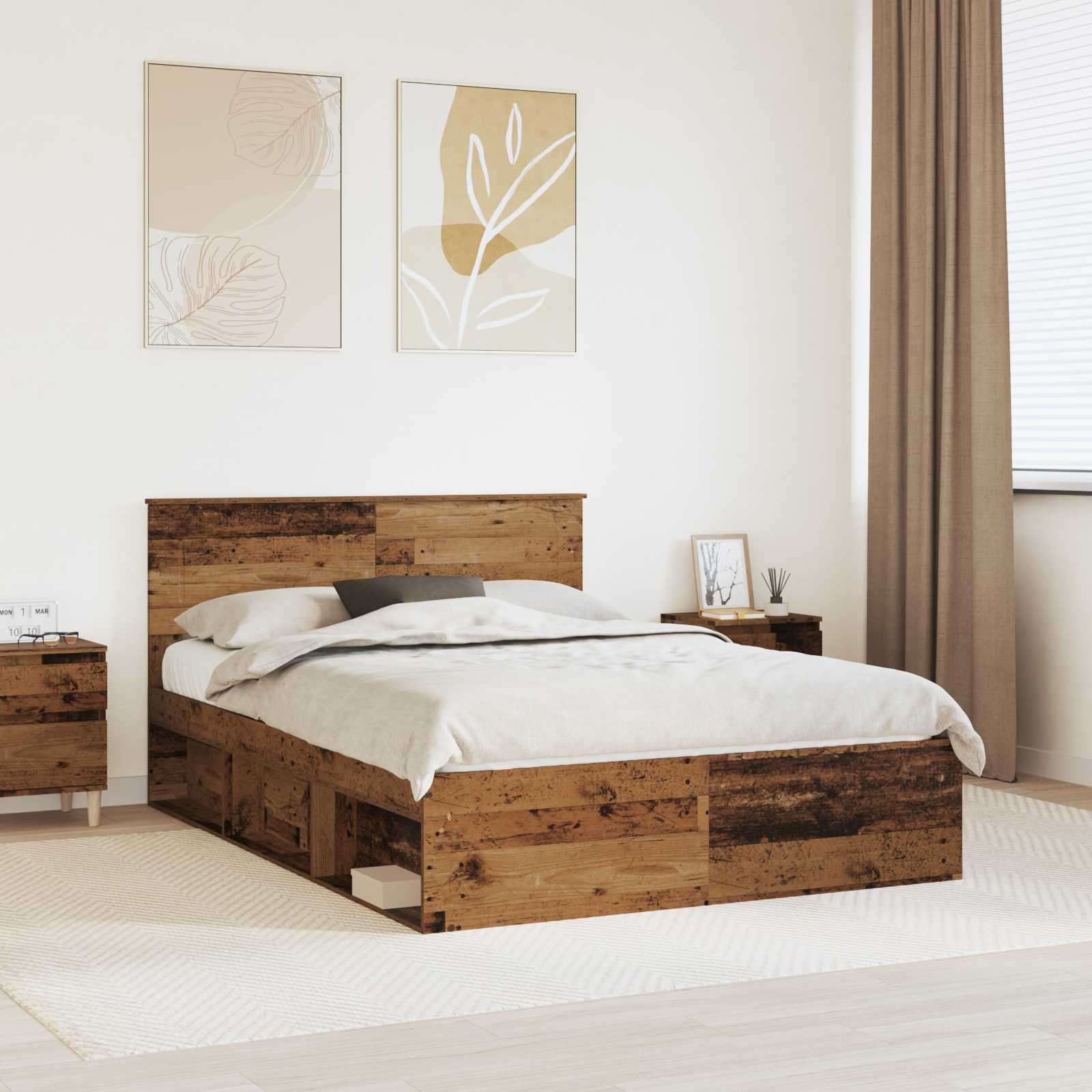 Bettrahmen Altholz 140x190 cm mit Kopfteil