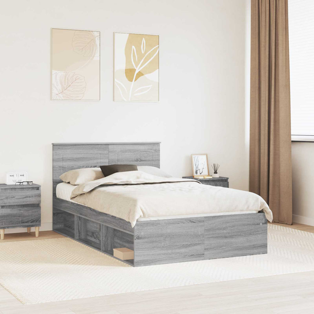 vidaXL Bed Frame Sonoma Grey 120 x 200 cm Engineered Wood