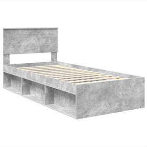 Bettrahmen mit Kopfteil Beton Grau 100x200 cm