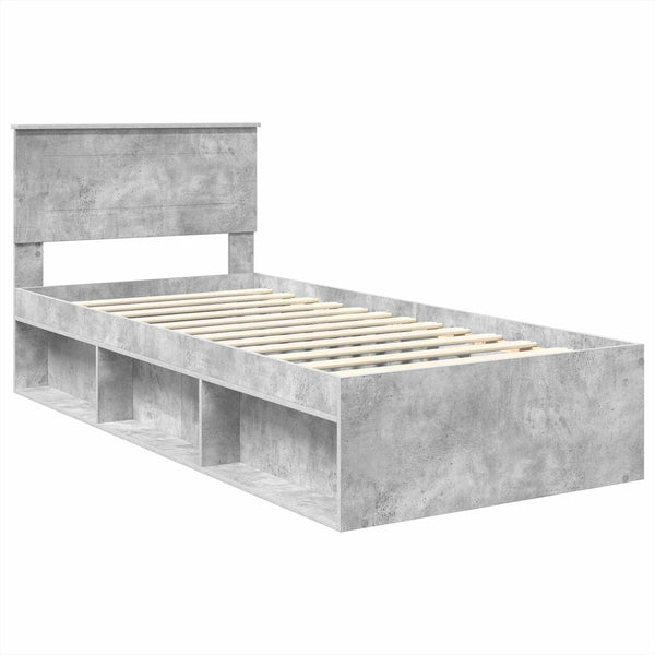 Bettrahmen mit Kopfteil Beton Grau 100x200 cm