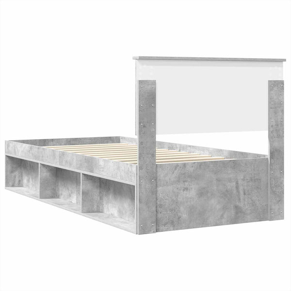 Bettrahmen mit Kopfteil Beton Grau 100x200 cm