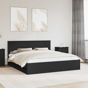 Bettrahmen Schwarz 200x200 cm mit Schubladen