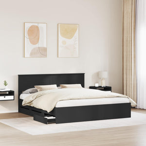 Bettrahmen Schwarz 200x200 cm mit Schubladen