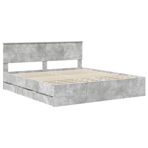 Bettrahmen mit Kopfteil 200x200 Beton Grau
