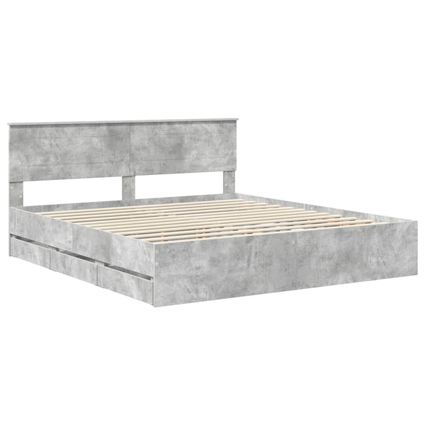 Bettrahmen mit Kopfteil 200x200 Beton Grau