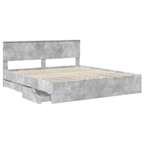 Bettrahmen mit Kopfteil 200x200 Beton Grau