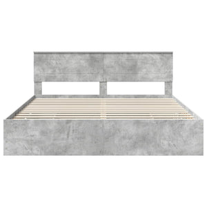 Bettrahmen mit Kopfteil 200x200 Beton Grau