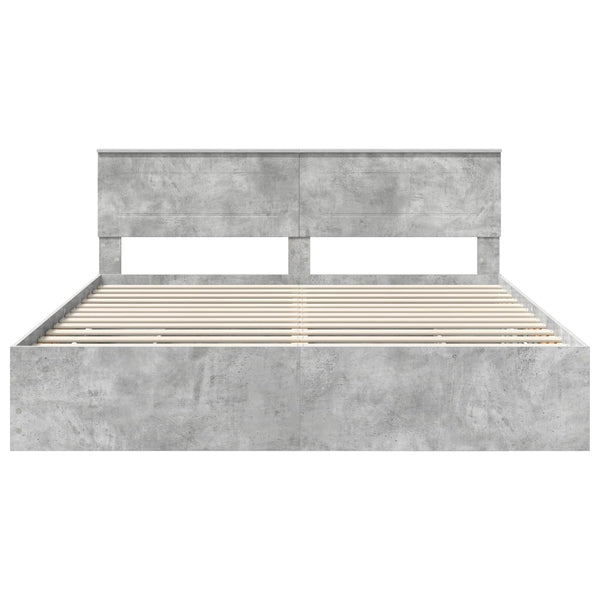 Bettrahmen mit Kopfteil 200x200 Beton Grau