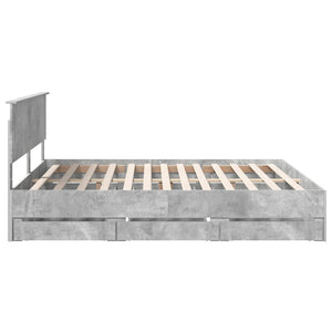 Bettrahmen mit Kopfteil 200x200 Beton Grau