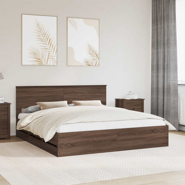 Bettrahmen 200x200 Braun Eiche Holzwerkstoff