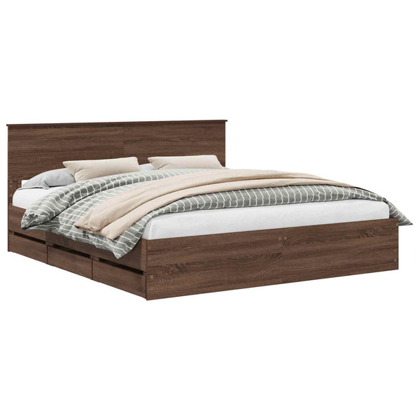 Bettrahmen 200x200 Braun Eiche Holzwerkstoff