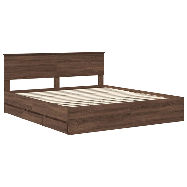 Bettrahmen 200x200 Braun Eiche Holzwerkstoff