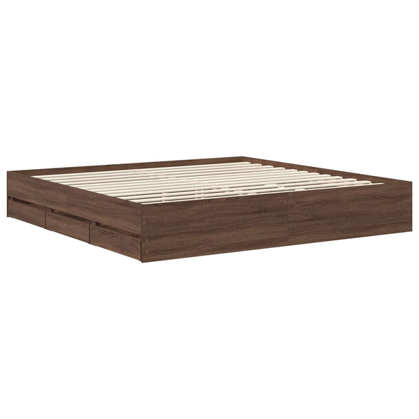 Bettrahmen 200x200 Braun Eiche Holzwerkstoff