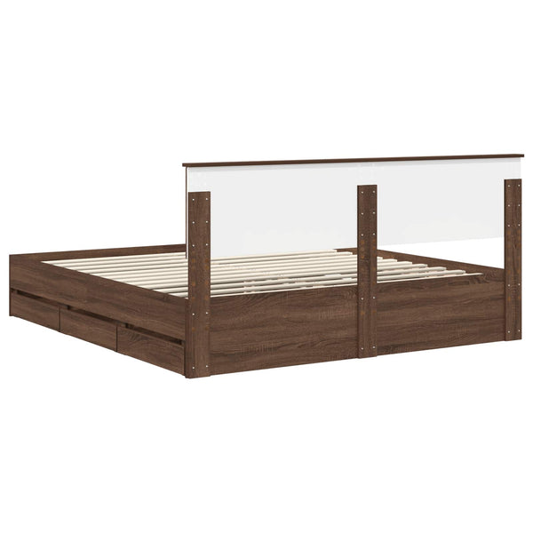 Bettrahmen 200x200 Braun Eiche Holzwerkstoff