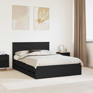 Bettrahmen Schwarz 150x200 cm mit Schubladen