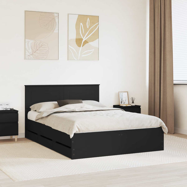 Bettrahmen Schwarz 140x190 cm mit Schubladen