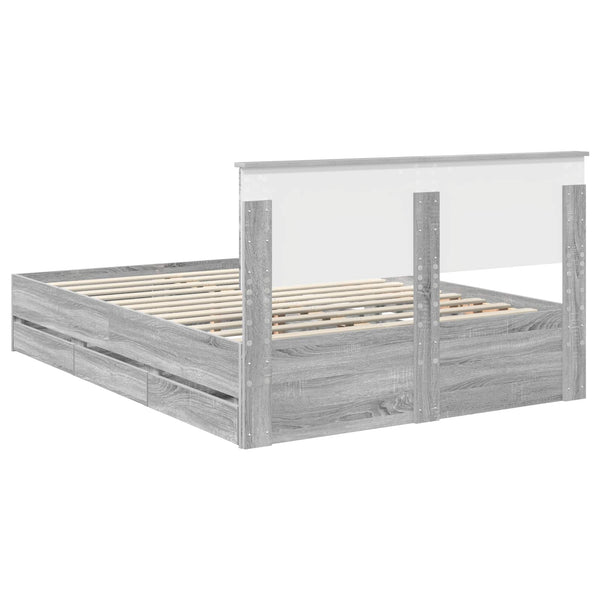 Bettrahmen 140x190 cm Graues Sonoma Holz
