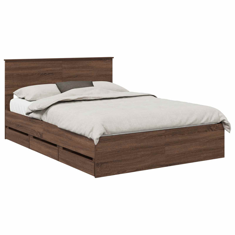 Bettrahmen 140x190 Braun Eiche Holzwerkstoff