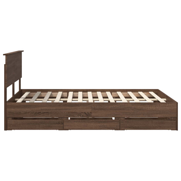 Bettrahmen 140x190 Braun Eiche Holzwerkstoff