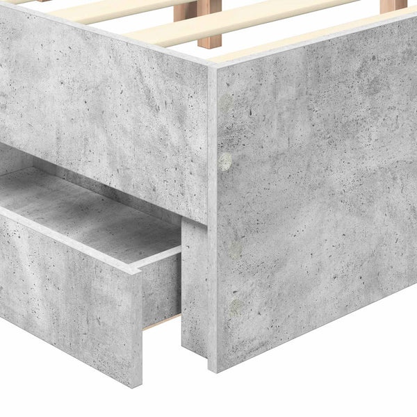 vidaXL Cadre de lit avec tête de lit Gris béton 135 x 190 cm Bois d'ingénierie