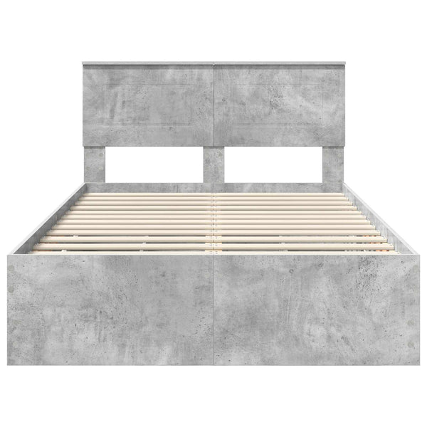 vidaXL Cadre de lit avec tête de lit Gris béton 135 x 190 cm Bois d'ingénierie