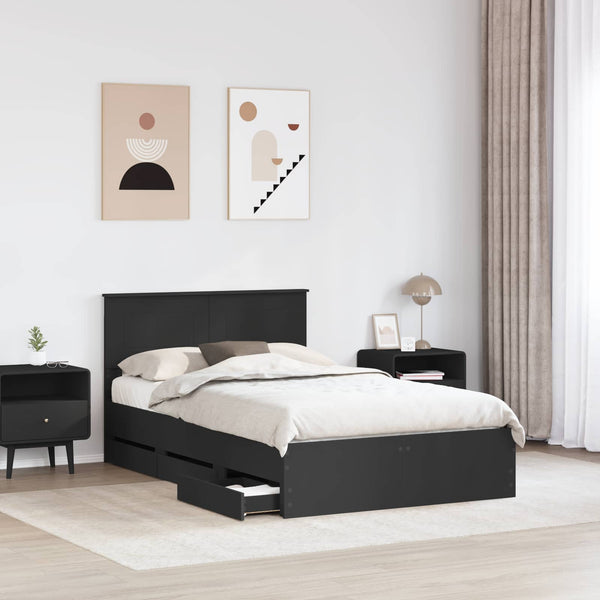 Bettrahmen Schwarz 120x190 cm mit Schubladen