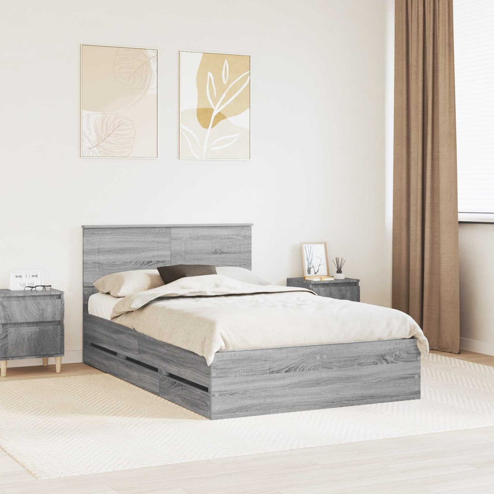 Bettrahmen 120x190 cm Graues Sonoma Holz