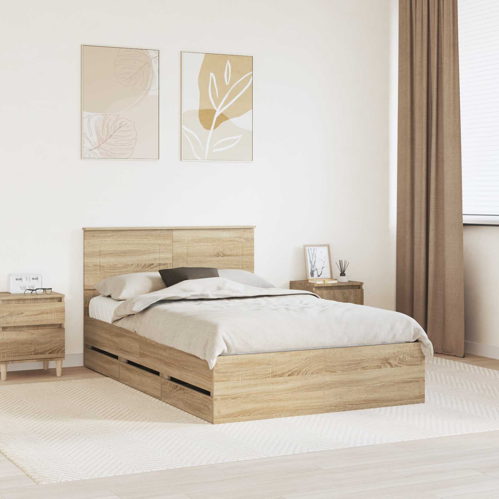 Bettrahmen 120x200 Sonoma-Eiche Holzwerkstoff