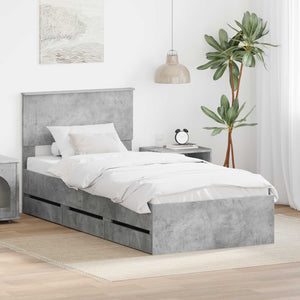 Bettrahmen mit Kopfteil 100x200 Beton Grau