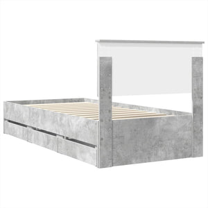 Bettrahmen mit Kopfteil 100x200 Beton Grau
