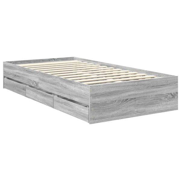 Bettrahmen 100x200 cm Graues Sonoma Holz