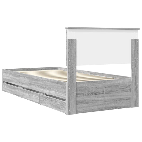 Bettrahmen 100x200 cm Graues Sonoma Holz
