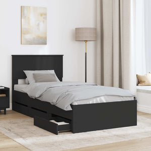 Bettrahmen Schwarz 90x190 cm mit Schubladen