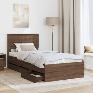 Bettrahmen 90x190 Braun Eiche Optik
