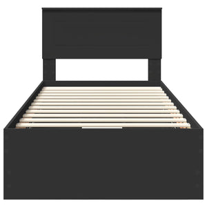 Bettrahmen Schwarz 90x200 cm mit Schubladen
