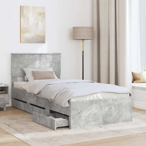 Bettrahmen mit Kopfteil 90x200 Beton Grau
