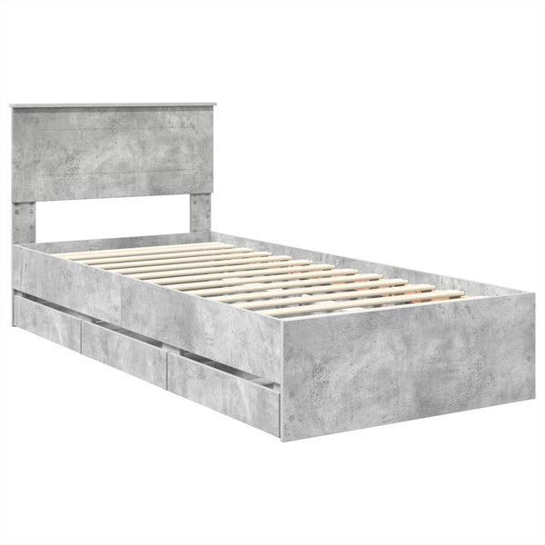 Bettrahmen mit Kopfteil 90x200 Beton Grau