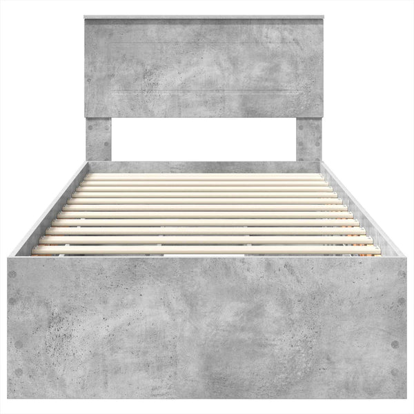 Bettrahmen mit Kopfteil 90x200 Beton Grau