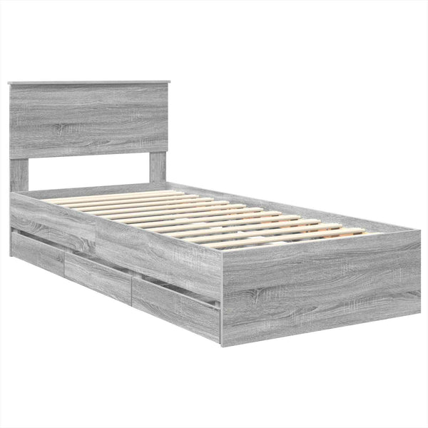 Bettrahmen 75x190 cm Graues Sonoma Holz