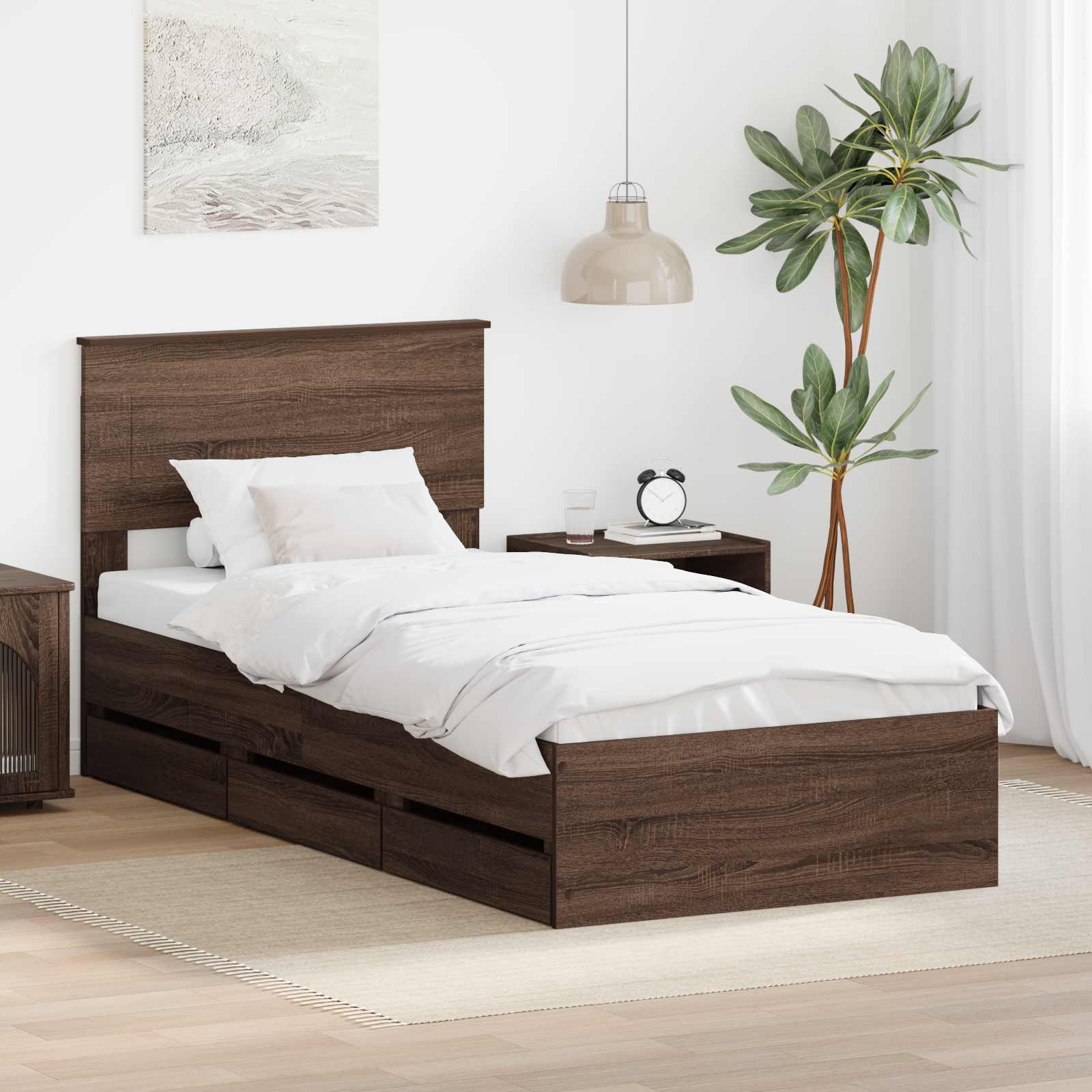 Bettrahmen 75x190 cm Braun Eiche Optik