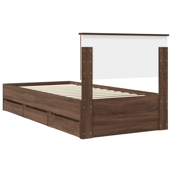 Bettrahmen 75x190 cm Braun Eiche Optik