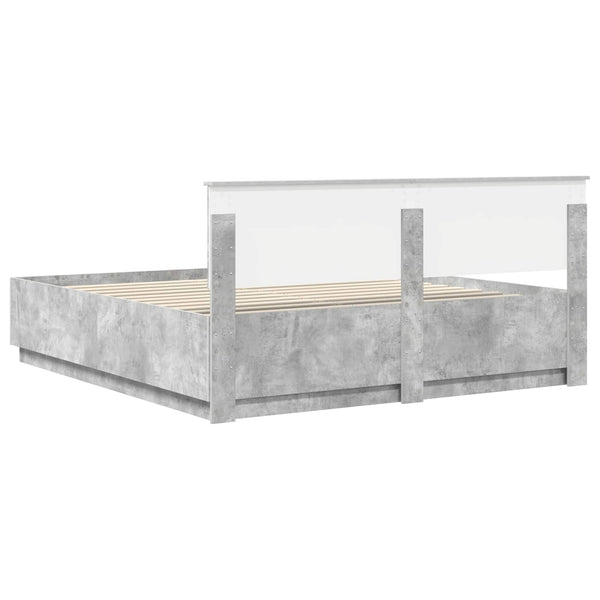 Bettrahmen mit Kopfteil 200x200 cm Beton Grau