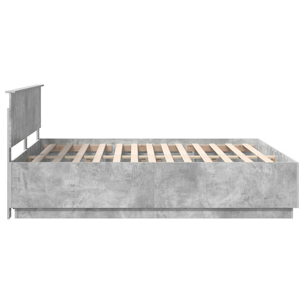 Bettrahmen mit Kopfteil 200x200 cm Beton Grau