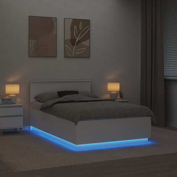 Bettrahmen mit LED Weiß 135x190 cm