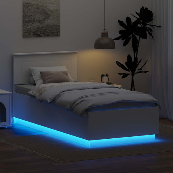 Bettrahmen mit LED Weiß 100x200 cm