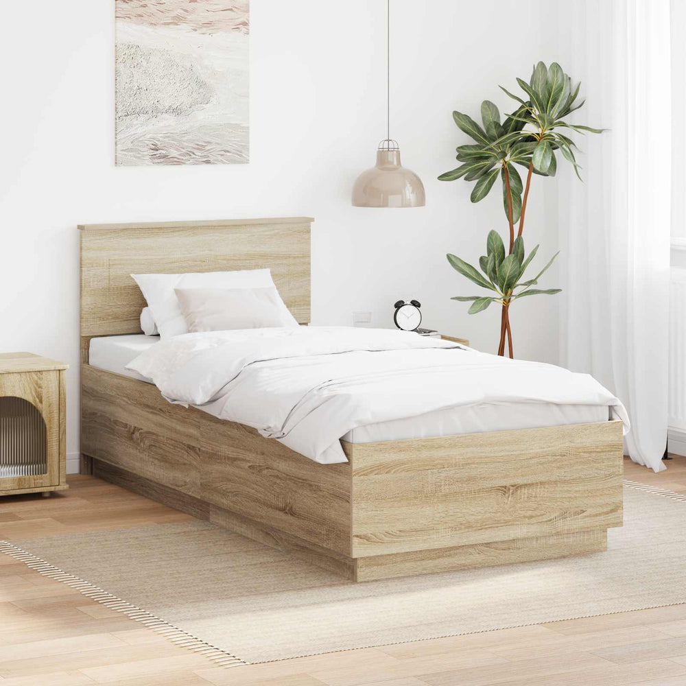 Bettrahmen Sonoma-Eiche 70x190 cm mit Kopfteil
