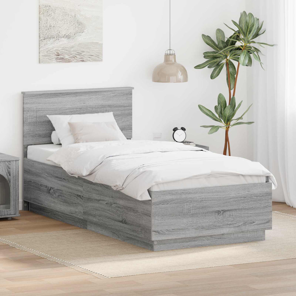 Bettrahmen mit Kopfteil 70x190 cm Grau